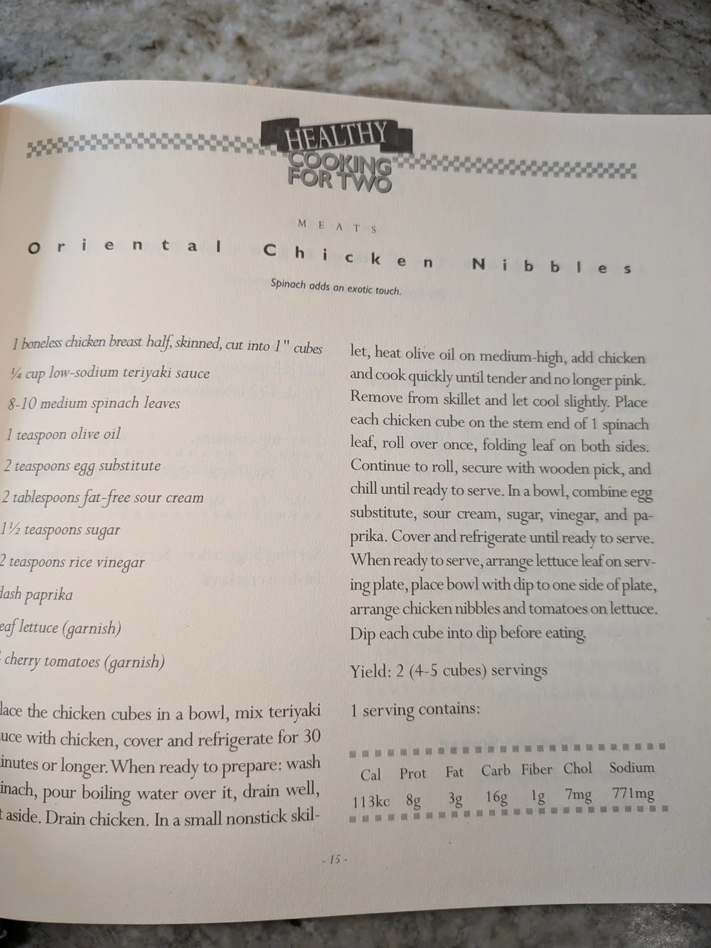 Vintage Healthy Cooking for Two Cookbook Low fat Low Cholesterol Diet Recipes